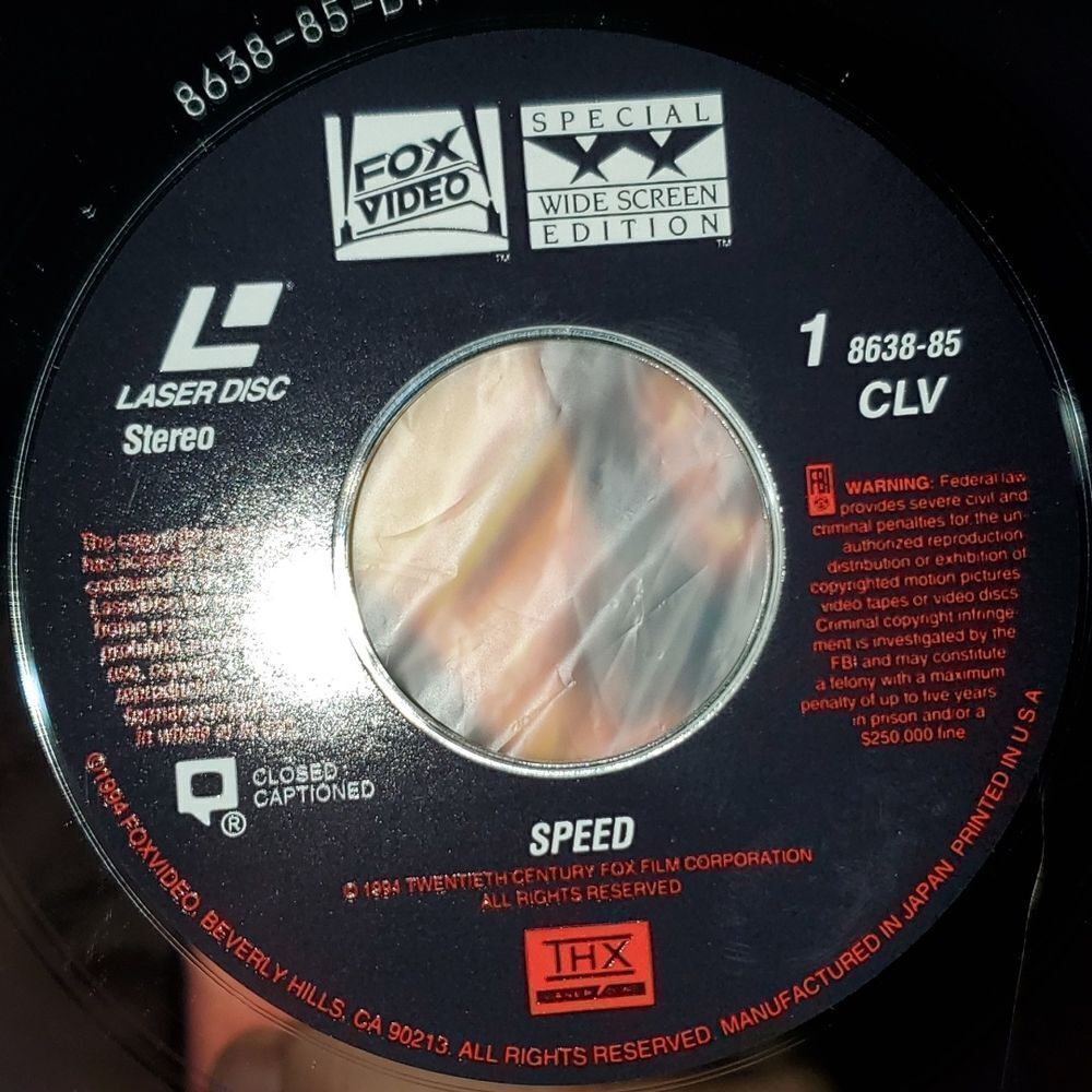 Speed 1994 Laser Disc Movie Reeves Bullock Hopper - Picture 4 of 4